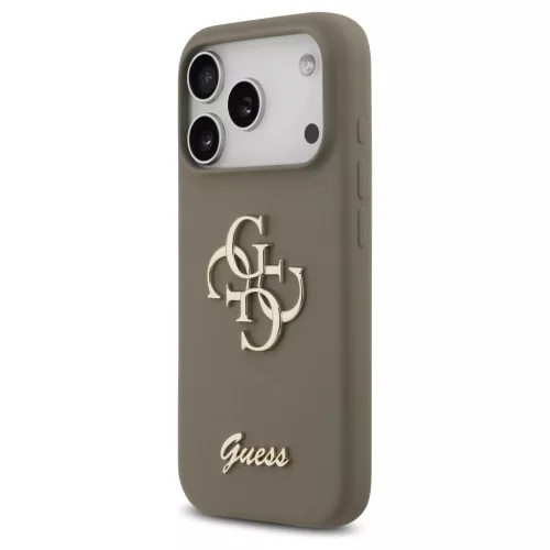 Guess szilikon Big 4G Script tok iPhone 17 Pro Max készülékhez barna