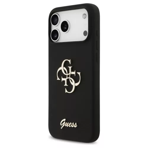 Guess Silicone Big 4G Script tok iPhone 17 Pro Max készülékhez fekete