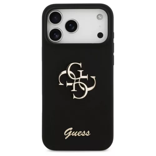 Guess Silicone Big 4G Script tok iPhone 17 Pro Max készülékhez fekete