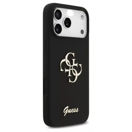 Guess Silicone Big 4G Script tok iPhone 17 Pro Max készülékhez fekete