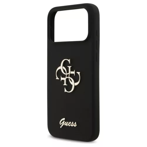 Guess Silicone Big 4G Script tok iPhone 17 Pro Max készülékhez fekete