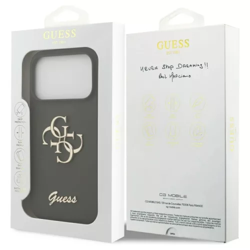 Guess szilikon Big 4G Script tok iPhone 17 Pro Max készülékhez khaki