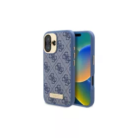   Guess GUHMP16MU4GPRB iPhone 16 Plus 6,7 hüvelykes készülékhez MagSafe keménytok 4G Logo Plate kék