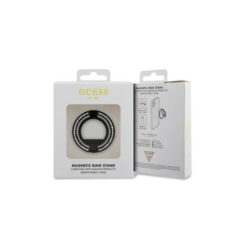 Guess MagSafe gyűrűállvány GUMRSALDGK fekete Rhinestone