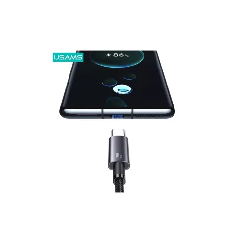 USAMS USB–USB-C gyorstöltő kábel 3A 0,25 m antikolt rozsdamentes acél SJ680USB01 (US-SJ680)