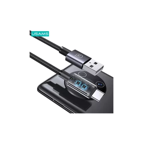 USAMS USB–USB-C gyorstöltő kábel 3A 0,25 m antikolt rozsdamentes acél SJ680USB01 (US-SJ680)