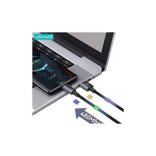 USAMS USB–USB-C gyorstöltő kábel 3A 0,25 m antikolt rozsdamentes acél SJ680USB01 (US-SJ680)
