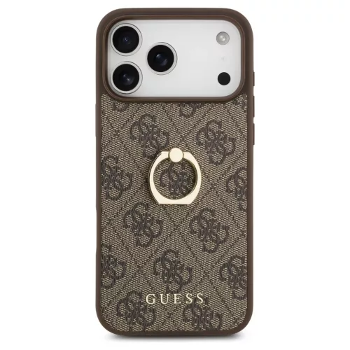 Case Guess 4G gyűrűs állvány iPhone 17 Pro Max készülékhez barna