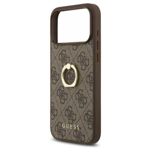 Case Guess 4G gyűrűs állvány iPhone 17 Pro Max készülékhez barna