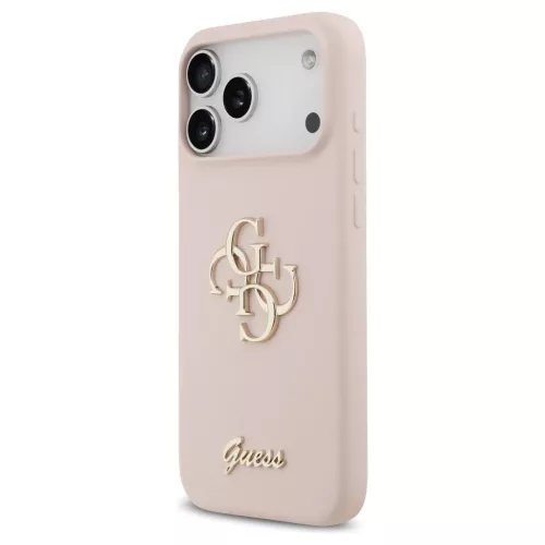 Guess szilikon Big 4G Script tok iPhone 17 Pro Max készülékhez rózsaszín