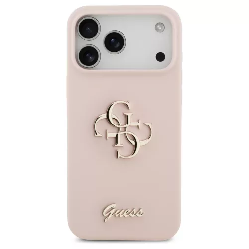 Guess szilikon Big 4G Script tok iPhone 17 Pro Max készülékhez rózsaszín