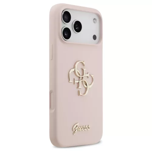 Guess szilikon Big 4G Script tok iPhone 17 Pro Max készülékhez rózsaszín
