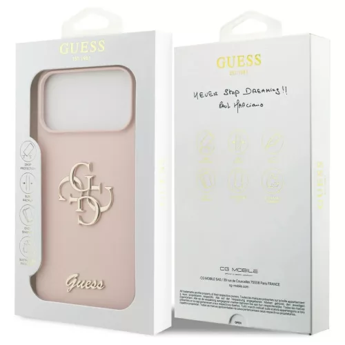 Guess szilikon Big 4G Script tok iPhone 17 Pro Max készülékhez rózsaszín
