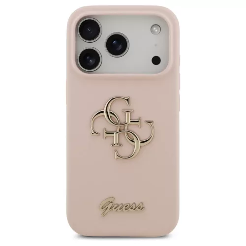 Guess Silicone Big 4G Script tok iPhone 17 Pro készülékhez rózsaszín