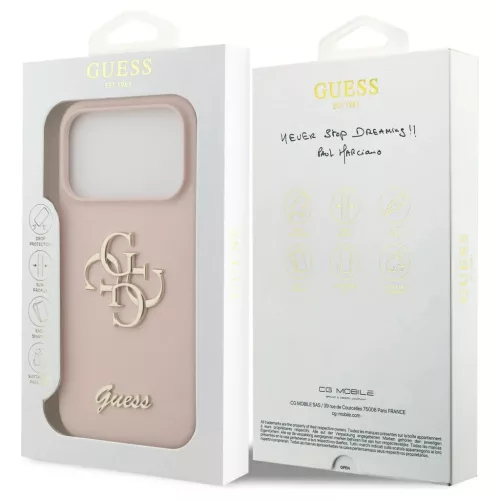 Guess Silicone Big 4G Script tok iPhone 17 Pro készülékhez rózsaszín
