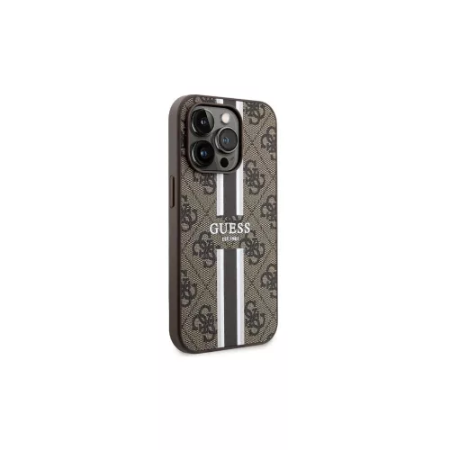 Guess GUHMP15LP4RPSW iPhone 15 Pro 6,1" keménytok 4G Printed Stripes MagSafe készülékhez barna