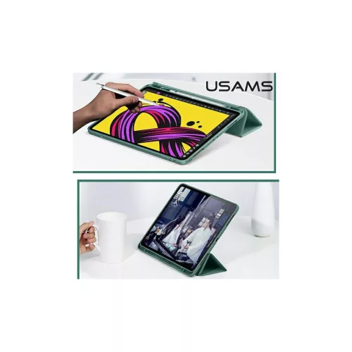 USAMS Winto tok iPad Air 10.9" 2020 készülékhez IP109YT04 (US-BH654) Smart Cover sötét zöld