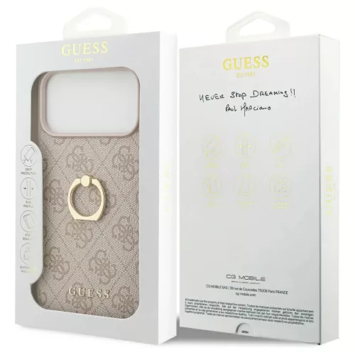 Case Guess 4G Gyűrű Tartó iPhone 17 Pro Max készülékhez rózsaszín