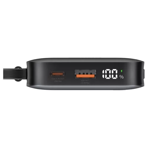 USAMS XR Series powerbank CD228 10000mAh 20W + USB-C/Lightning kábel fekete