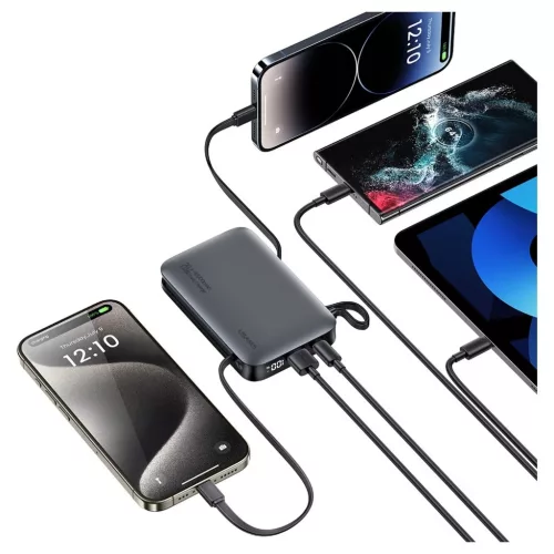 USAMS XR Series powerbank CD228 10000mAh 20W + USB-C/Lightning kábel fekete