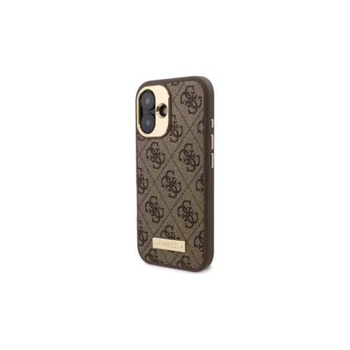 GuessGUHMP16MU4GPRW iPhone 16 Plus 6.7 készülékhez merev tok 4G Logo Plate MagSafe barna