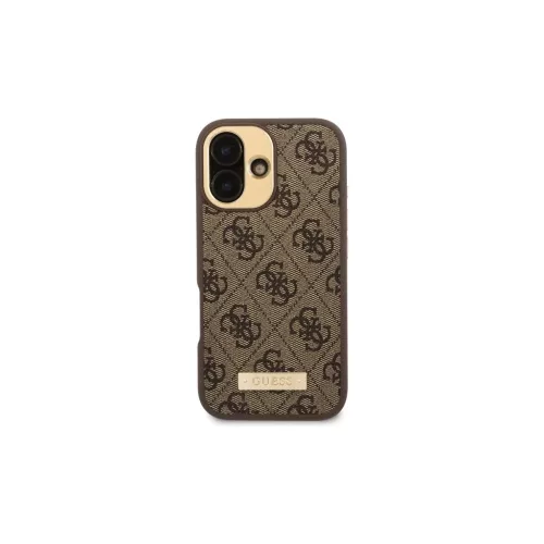 GuessGUHMP16MU4GPRW iPhone 16 Plus 6.7 készülékhez merev tok 4G Logo Plate MagSafe barna