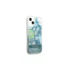 Guess GUHCP13SLFLSN iPhone 13 mini készülékhez kemény tok Flower Liquid Glitter zöld