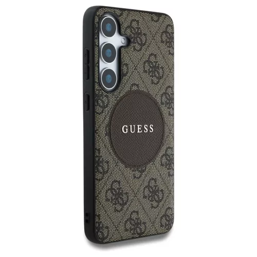 Guess 4G Round Patch Classic Logo MagSafe tok Samsung Galaxy S25 készülékhez barna