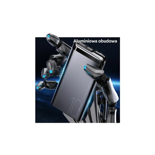 USAMS Hordozható töltő PB55 10000mAh 2xUSB LED kijelző 10KCD14801 (US-CD148) alumínium szürke