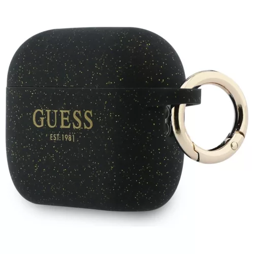 Tok Guess Silicone Glitter Ring AirPods Pro 3 készülékhez fekete