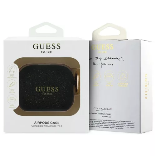 Tok Guess Silicone Glitter Ring AirPods Pro 3 készülékhez fekete
