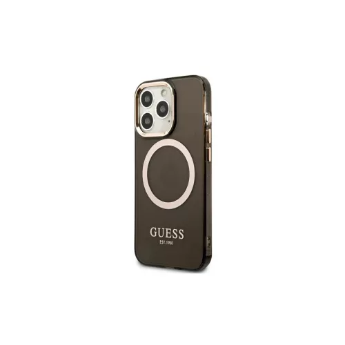 Guess GUHMP13LHTCMK iPhone 13 Pro / 13 6,1" készülékhez kemény tok Gold Outline Translucent MagSafe fekete