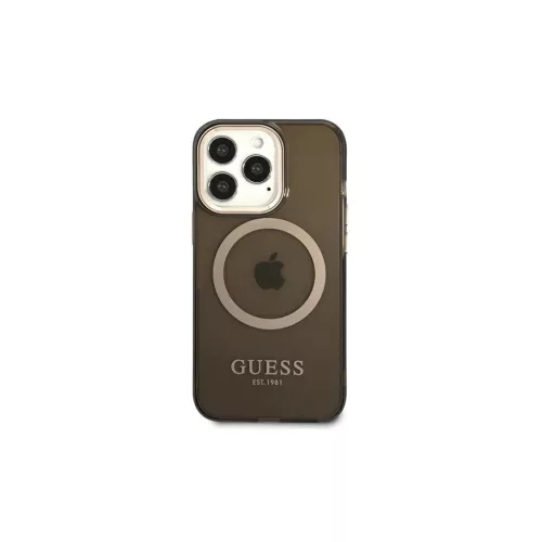 Guess GUHMP13LHTCMK iPhone 13 Pro / 13 6,1" készülékhez kemény tok Gold Outline Translucent MagSafe fekete