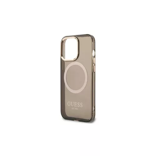 Guess GUHMP13LHTCMK iPhone 13 Pro / 13 6,1" készülékhez kemény tok Gold Outline Translucent MagSafe fekete