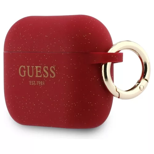 Case Guess Silicone Glitter Ring AirPods Pro 3 készülékhez fukszia