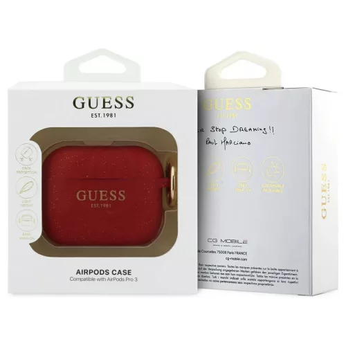 Case Guess Silicone Glitter Ring AirPods Pro 3 készülékhez fukszia