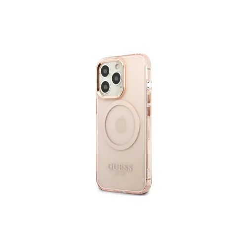 Guess GUHMP13LHTCMP iPhone 13 Pro / 13 6,1” készülékhez kemény tok Gold Outline Translucent MagSafe rózsaszín