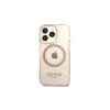 Guess GUHMP13LHTCMP iPhone 13 Pro / 13 6,1” készülékhez kemény tok Gold Outline Translucent MagSafe rózsaszín