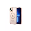 Guess GUHMP14SHTCMP iPhone 14/15 készülékhez 6,1" kemény tok Gold Outline Translucent MagSafe rózsaszín
