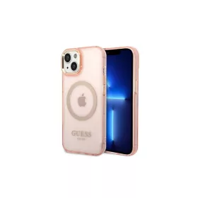  Guess GUHMP14SHTCMP iPhone 14/15 készülékhez 6,1" kemény tok Gold Outline Translucent MagSafe rózsaszín