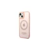 Guess GUHMP14SHTCMP iPhone 14/15 készülékhez 6,1" kemény tok Gold Outline Translucent MagSafe rózsaszín