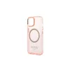 Guess GUHMP14SHTCMP iPhone 14/15 készülékhez 6,1" kemény tok Gold Outline Translucent MagSafe rózsaszín