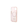Guess GUHMP14SHTCMP iPhone 14/15 készülékhez 6,1" kemény tok Gold Outline Translucent MagSafe rózsaszín