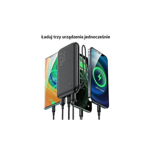 USAMS külső akkumulátor PB56 10000 mAh 22,5 W 2×QC3.0 + PD gyorstöltés fekete 10KCD15101 (US-CD151)