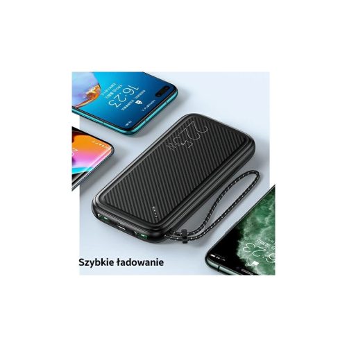 USAMS külső akkumulátor PB56 10000 mAh 22,5 W 2×QC3.0 + PD gyorstöltés fekete 10KCD15101 (US-CD151)