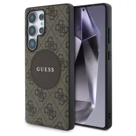   Guess tok 4G Round Patch Classic Logo MagSafe Samsung Galaxy S25 Ultra készülékhez barna