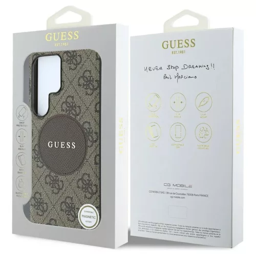 Guess tok 4G Round Patch Classic Logo MagSafe Samsung Galaxy S25 Ultra készülékhez barna