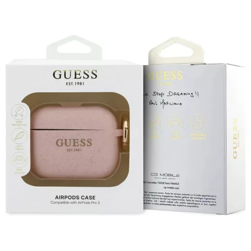Guess Silicone Glitter Ring tok AirPods Pro 3 készülékhez rózsaszín