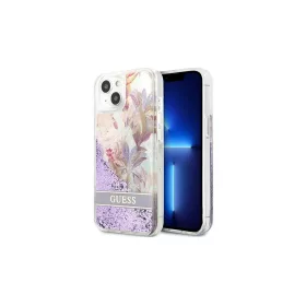   Guess GUHCP13SLFLSU iPhone 13 mini készülékhez tok Flower Liquid Glitter lila