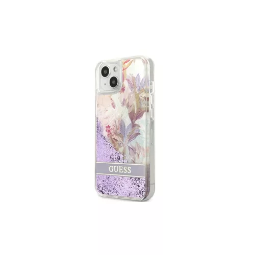 Guess GUHCP13SLFLSU iPhone 13 mini készülékhez tok Flower Liquid Glitter lila